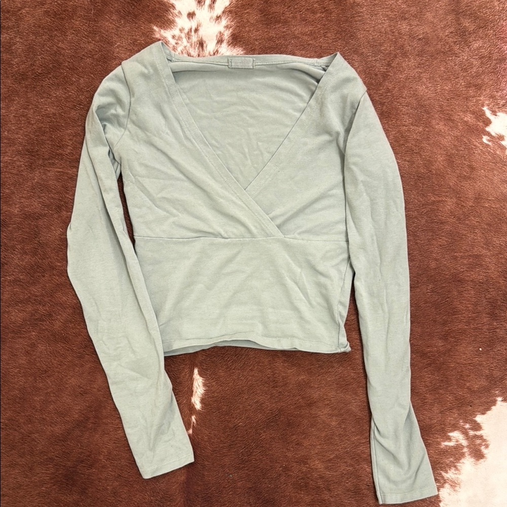 Women's Light Blue Wrap Top